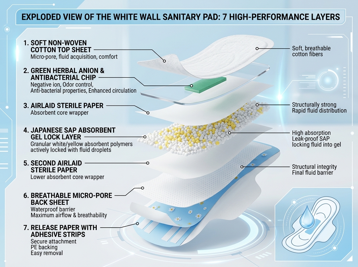 White Wall 7 Layers Scientific Exploded Diagram
